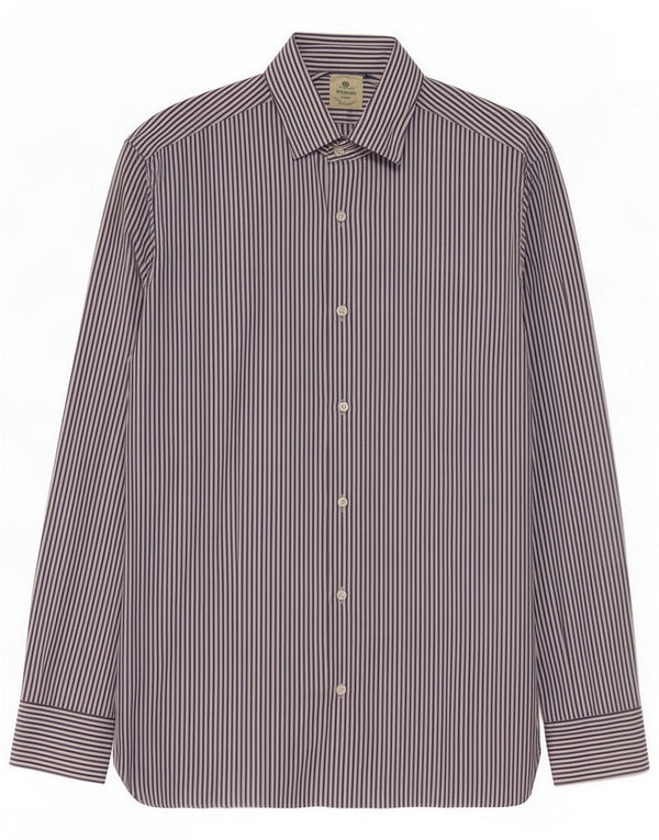 Borrelli Camicia da uomo taglia 16 41 Large Blu Gessato Cotone