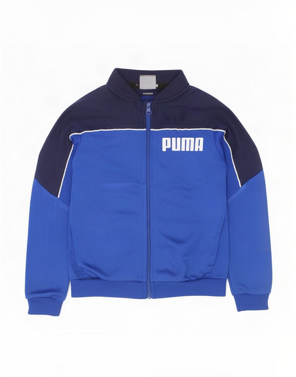 Giacca da tuta grafica da ragazzo Puma 2-3 anni in poliestere color block blu