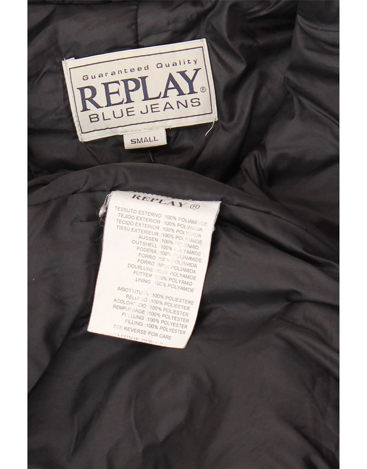 REPLAY Cappotto imbottito da donna vestibilità ampia UK 10 piccolo poliestere nero