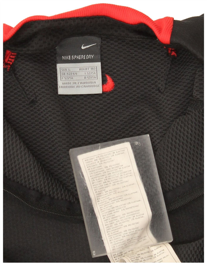 Nike Top da uomo con zip e collo a maniche lunghe UK 42/44 Large Nero Poliestere