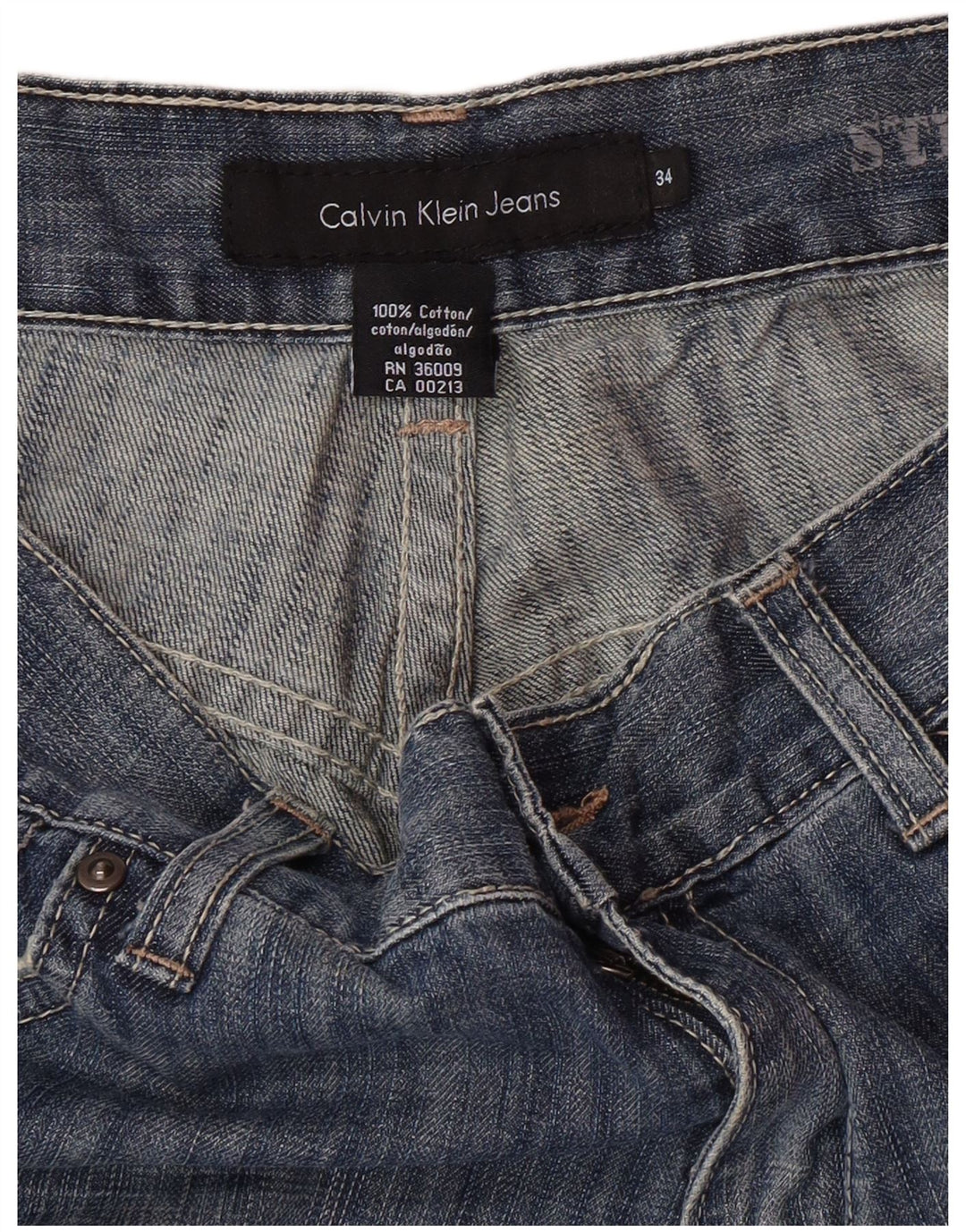 CALVIN KLEIN Jeans dritti da uomo W34 L30 Blu Cotone