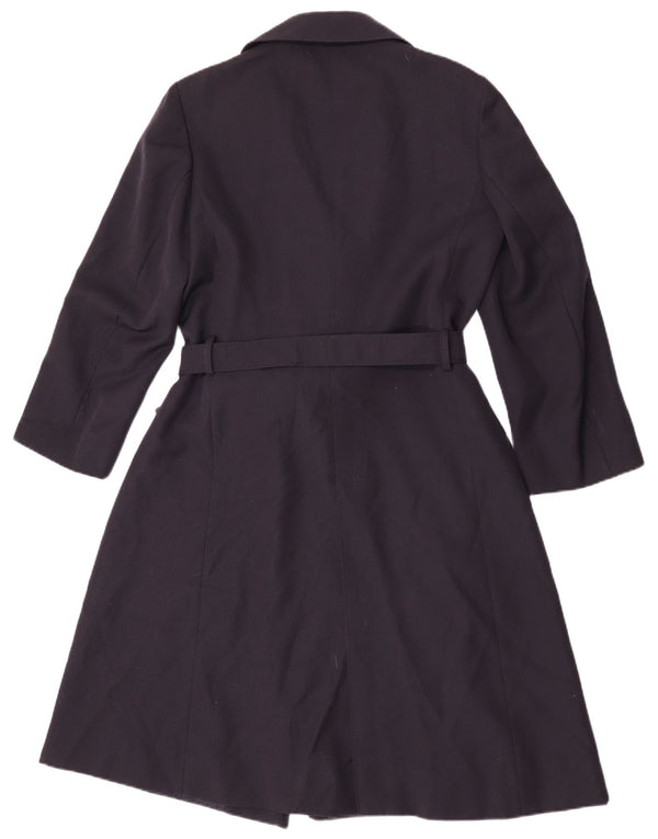 Trench vintage doppiopetto da donna UK 14 medio blu navy poliestere