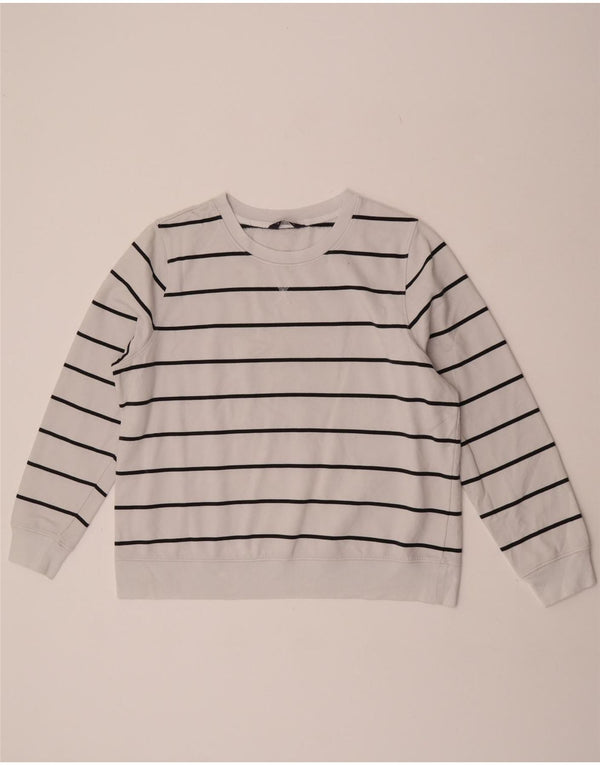 Felpa da donna Marks & Spencer UK 18 XL cotone a righe bianche