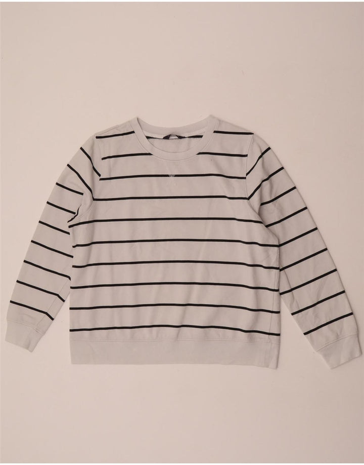 Felpa da donna Marks & Spencer UK 18 XL cotone a righe bianche