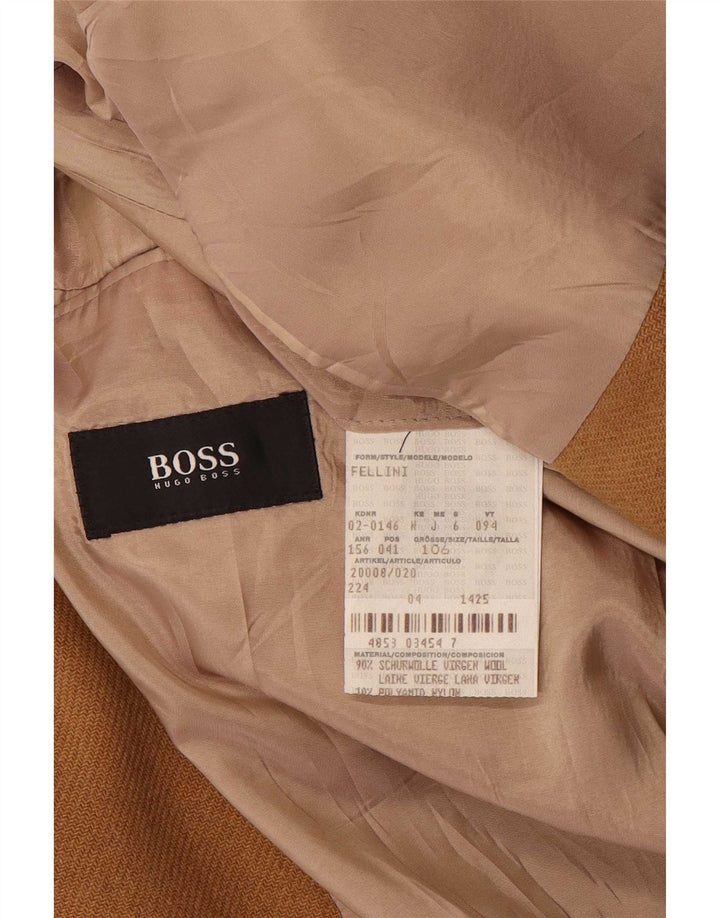 Giacca blazer da uomo a 3 bottoni Hugo Boss UK 42 XL Beige Lana