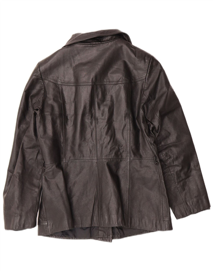 VINTAGE Womens Leather Jacket IT 44 Medium Black Leather