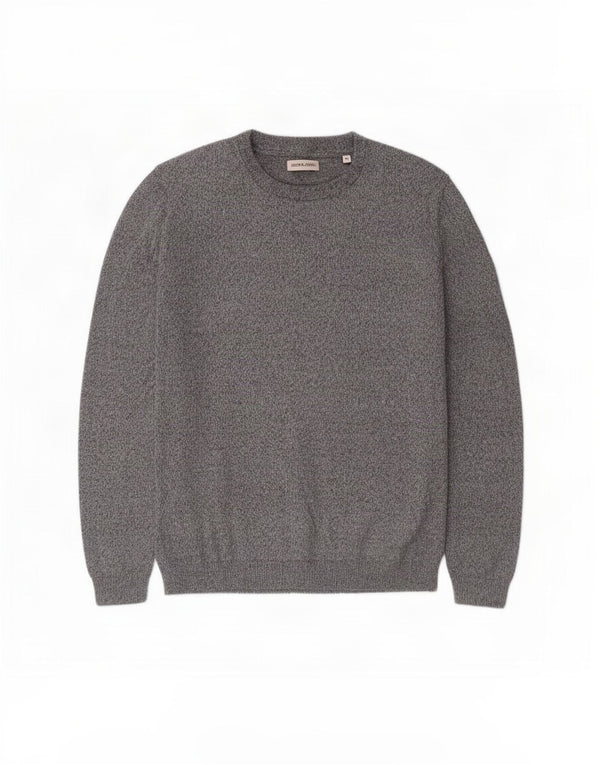 Maglione maglione girocollo da uomo Jack & Jones XL cotone chiazzato grigio
