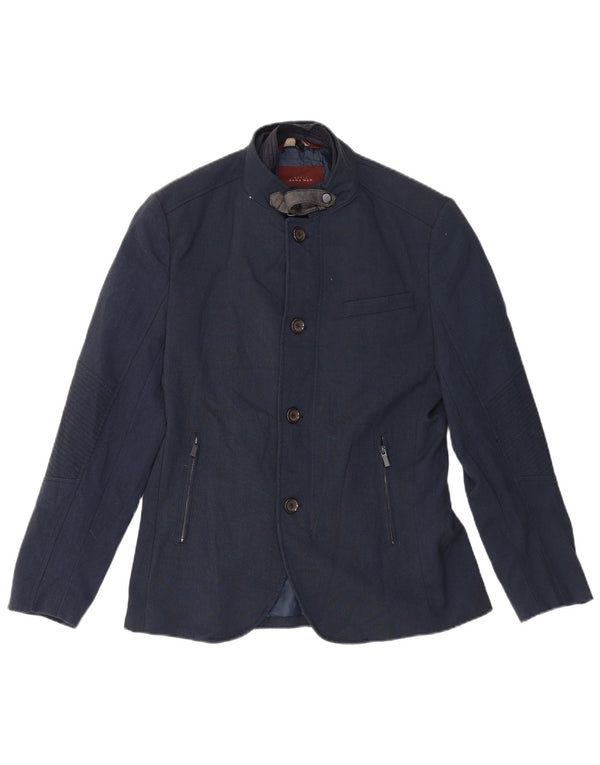 Giacca blazer da uomo a 4 bottoni Zara UK 40 grande poliestere blu navy