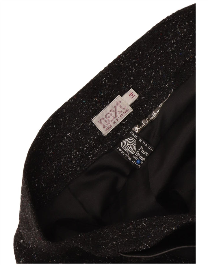 Gonna longuette da donna successiva UK 14 media W32 lana merino screziata nera