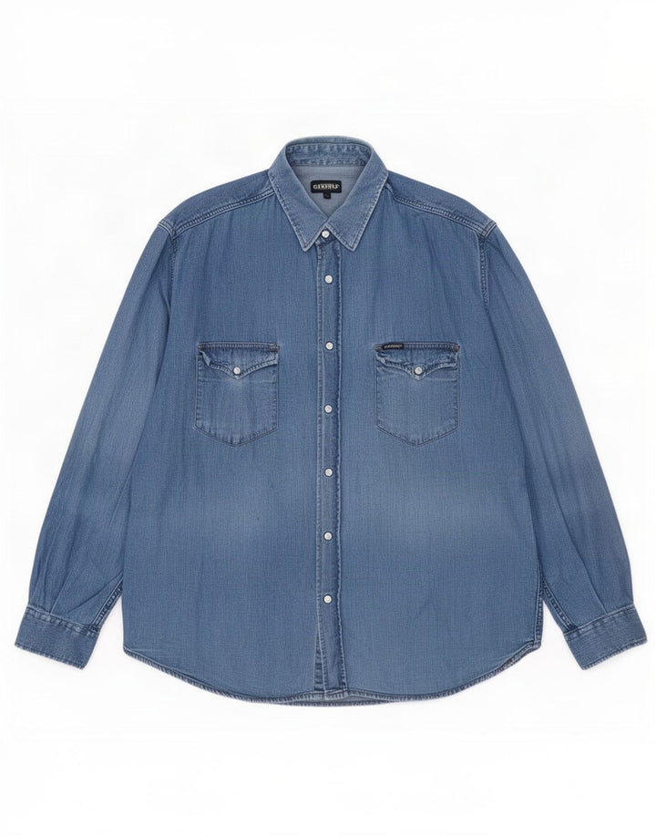 Camicia in denim da uomo Carrera 2XL cotone blu