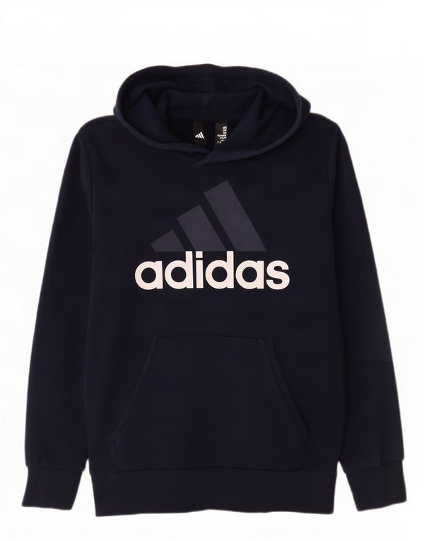 Felpa con cappuccio grafica da uomo Adidas media in cotone blu navy