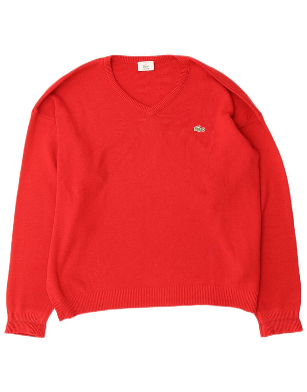 Maglione da uomo con scollo a V Lacoste taglia 5 grande in cotone rosso