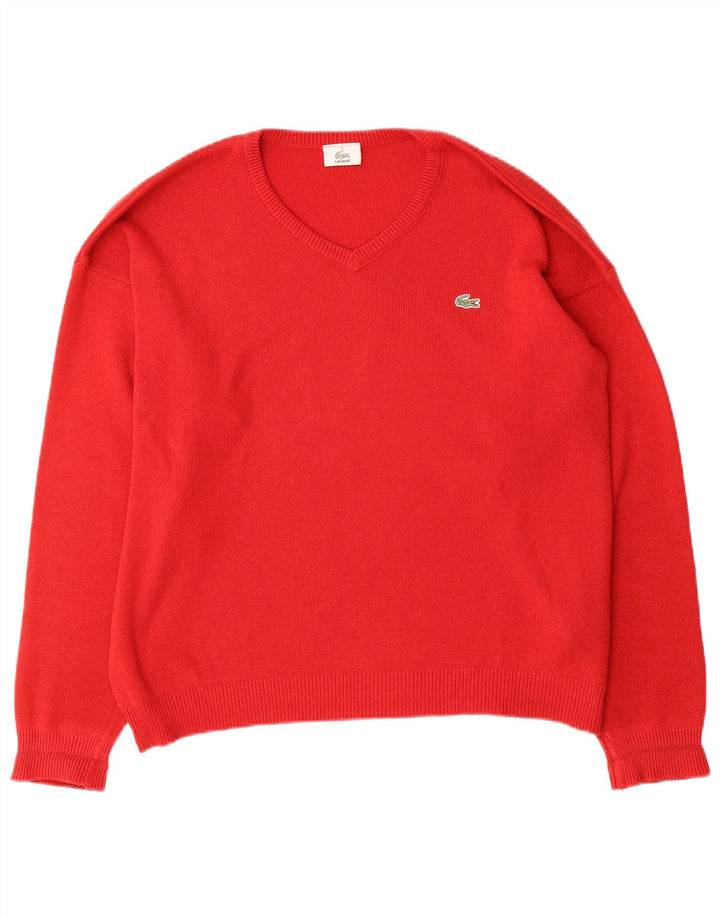 Maglione da uomo con scollo a V Lacoste taglia 5 grande in cotone rosso