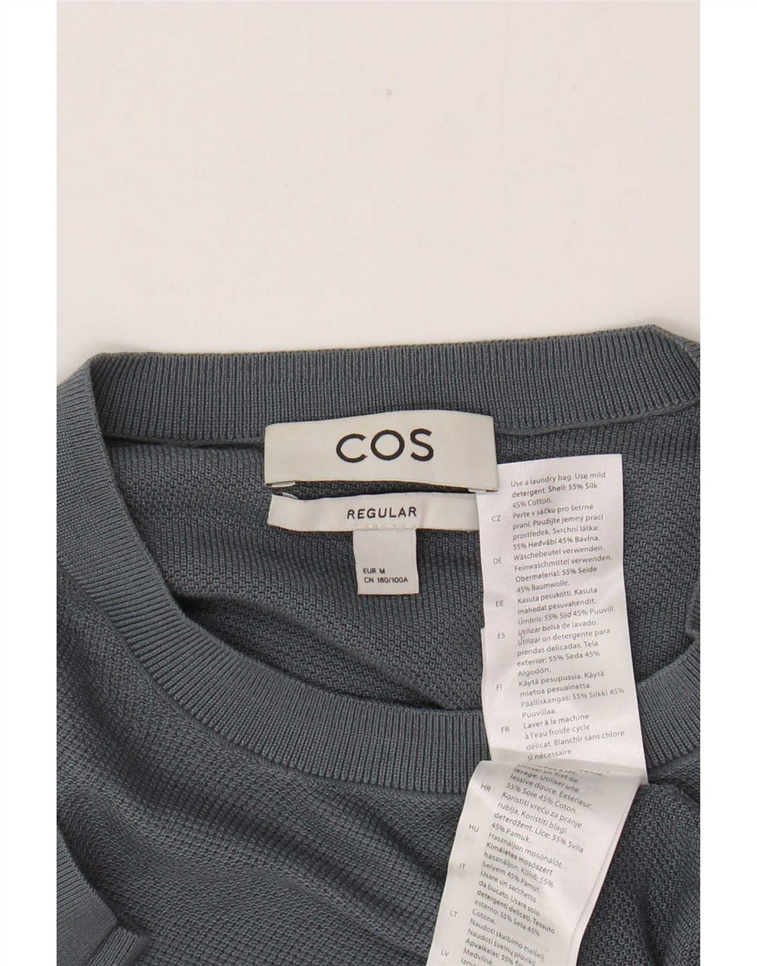 T-shirt regolare da uomo Cos Top in seta blu medio