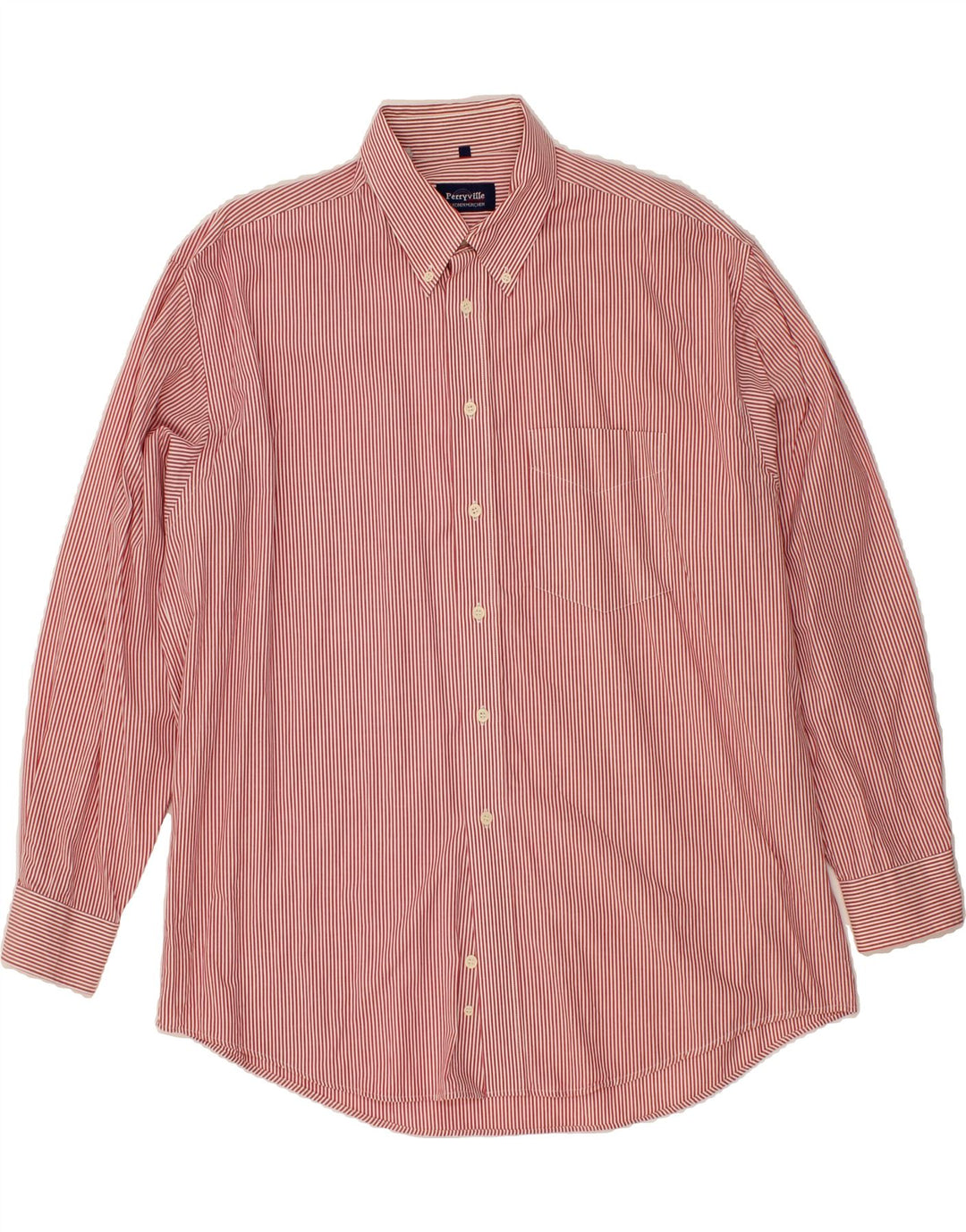 VINTAGE Mens Shirt Size 44 XL Red Pinstripe Cotton Vintage Vintage and Second-Hand Vintage from Messina Hembry 