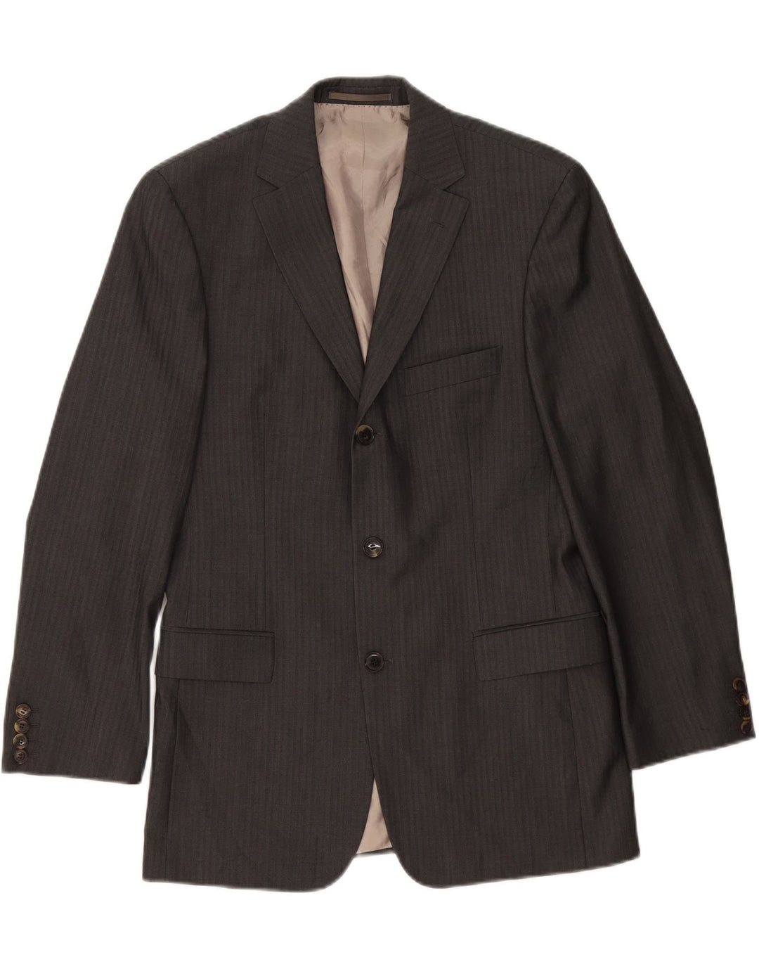 Giacca blazer da uomo a 3 bottoni HUGO BOSS EU 48 lana gessata grigio medio