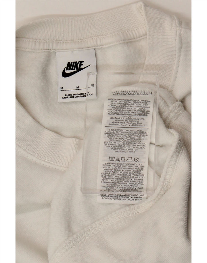 Felpa corta oversize da donna Nike UK 14 cotone bianco medio