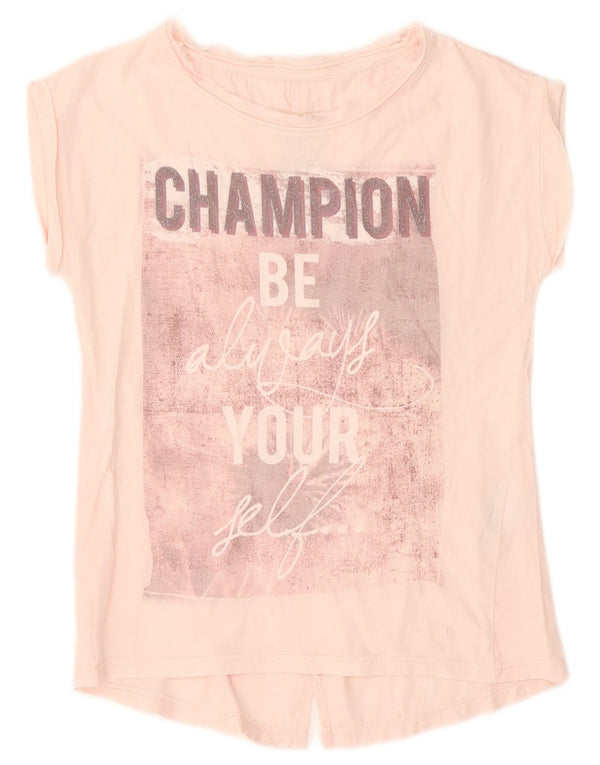 T-shirt grafica da donna Champion Top UK 10 piccola in cotone rosa