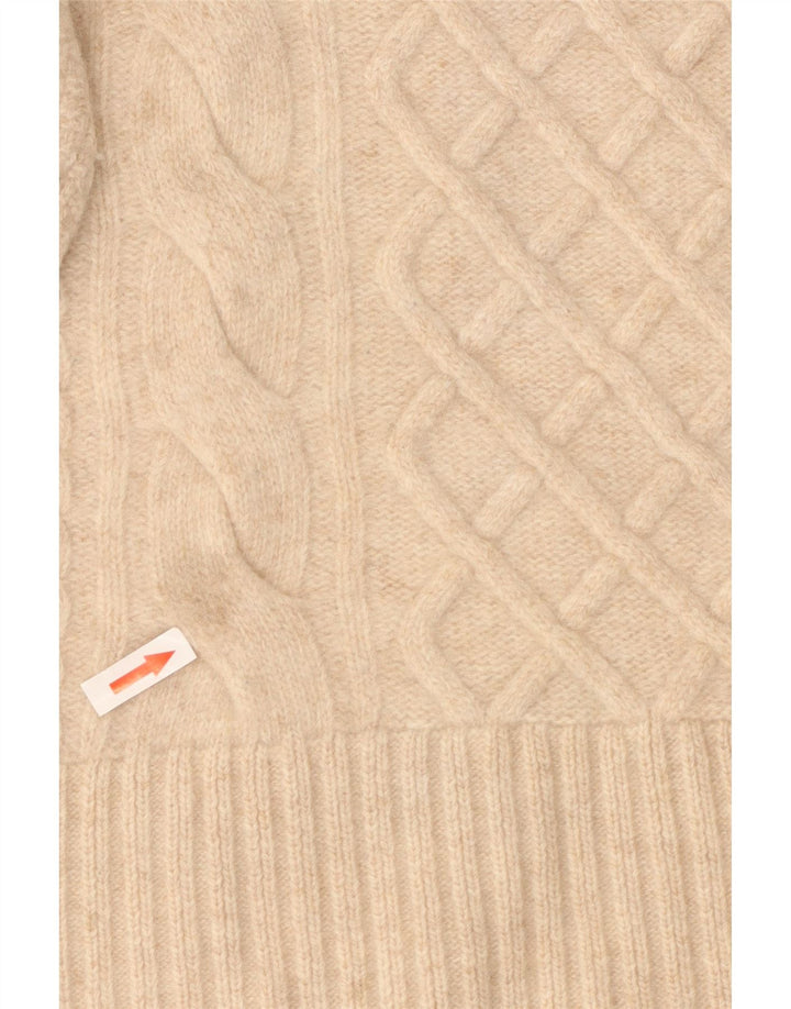 Maglione maglione girocollo da donna Barbour UK 10 piccolo lana beige