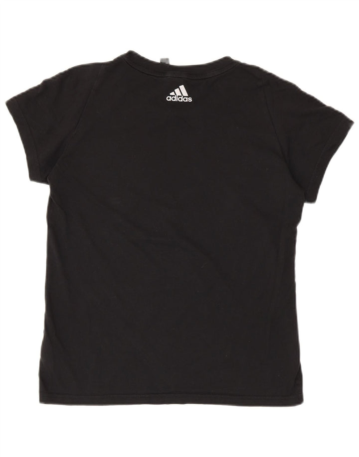 T-shirt grafica da donna ADIDAS Top UK 8/10 piccola in cotone nero