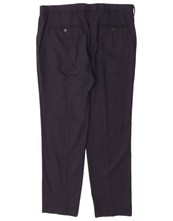 Pantaloni chino dritti da uomo Marks & Spencer W36 L31 lana blu navy