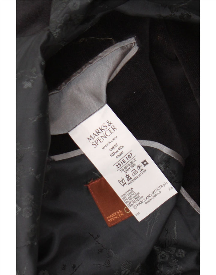 Giacca blazer in velluto a coste a 2 bottoni Marks & Spencer da uomo UK 42 XL Blu navy