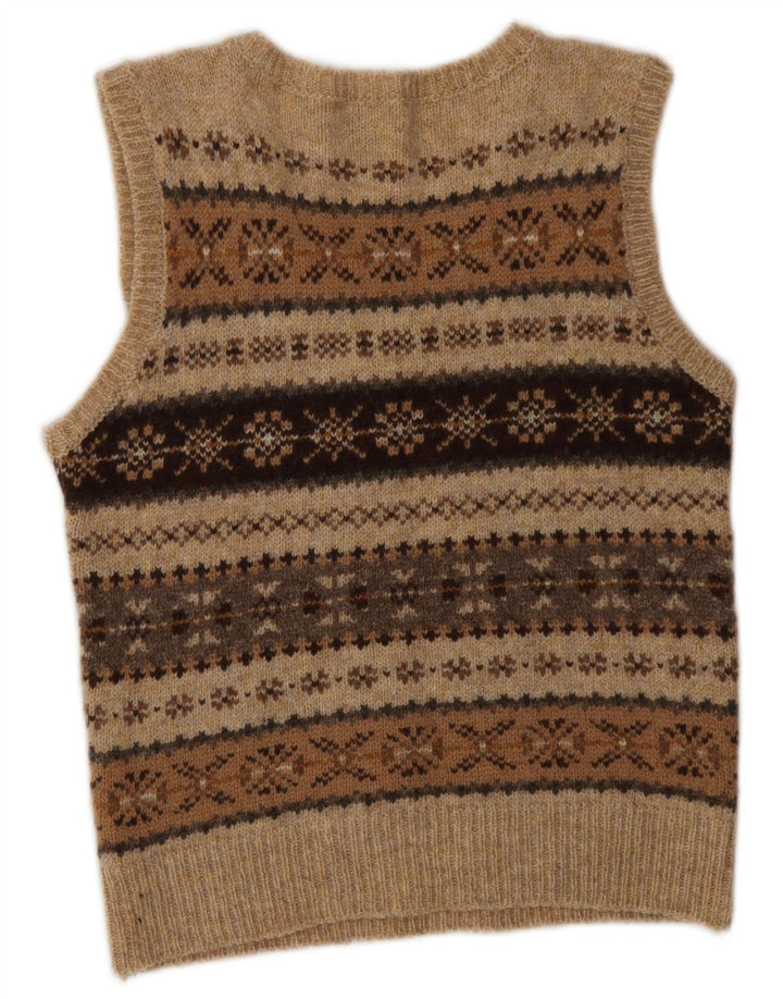 Canotta da donna MOLOH taglia 1 piccola classica in lana Fair Isle marrone
