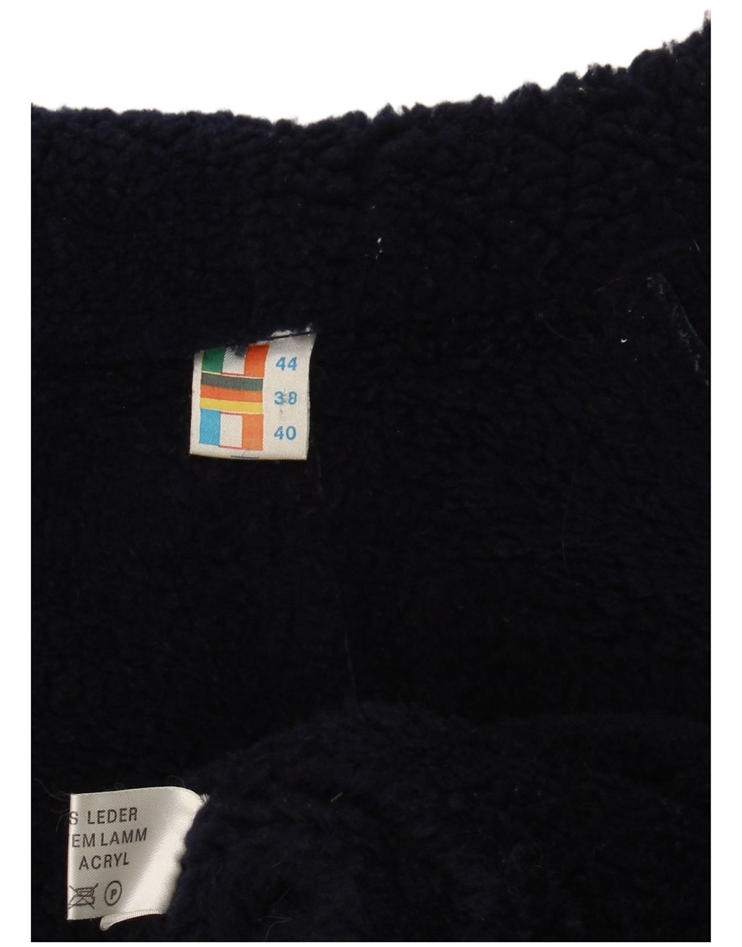 Giubbotto Shearling da donna VINTAGE IT 44 Medio in pelle blu navy