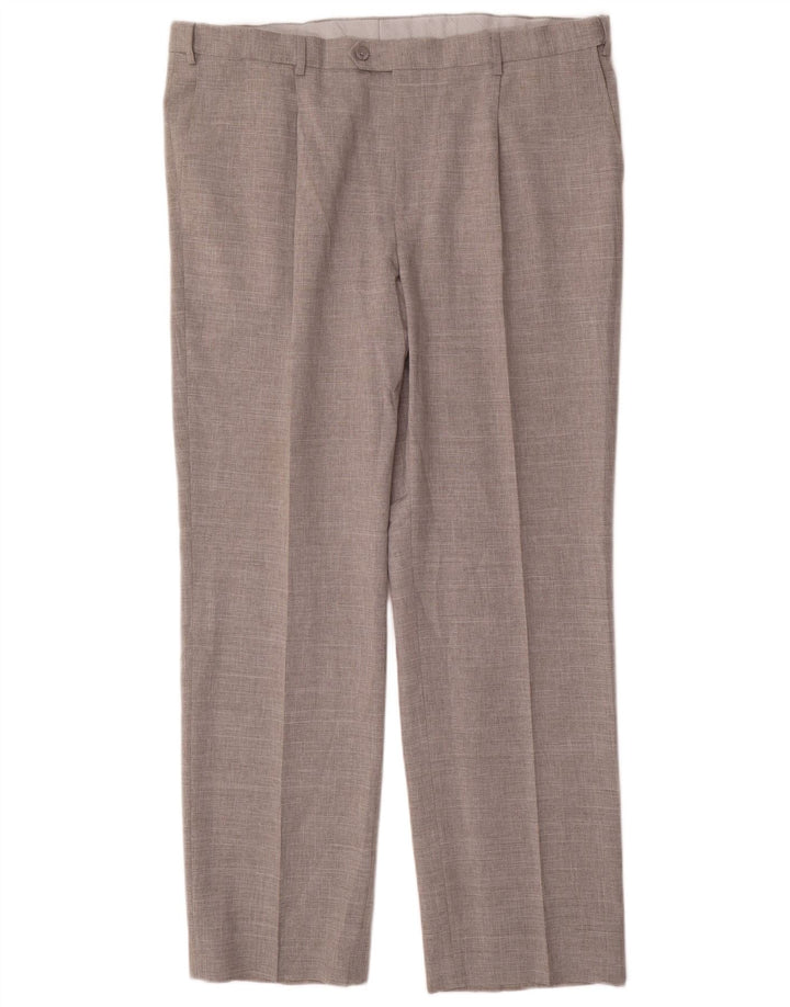 Pantaloni da abito dritti da uomo Marks & Spencer W42 L33 poliestere grigio