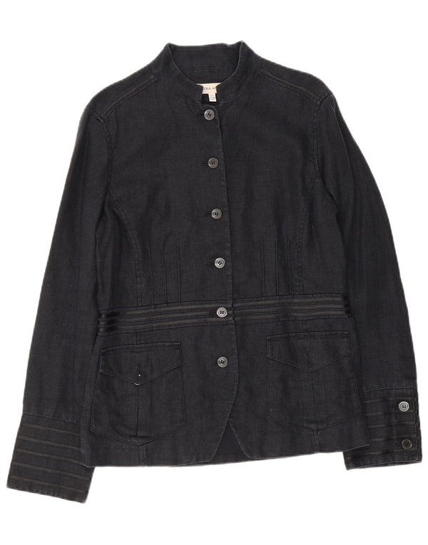 Giacca blazer militare a 6 bottoni da donna Laura Ashley UK 12 medio blu navy