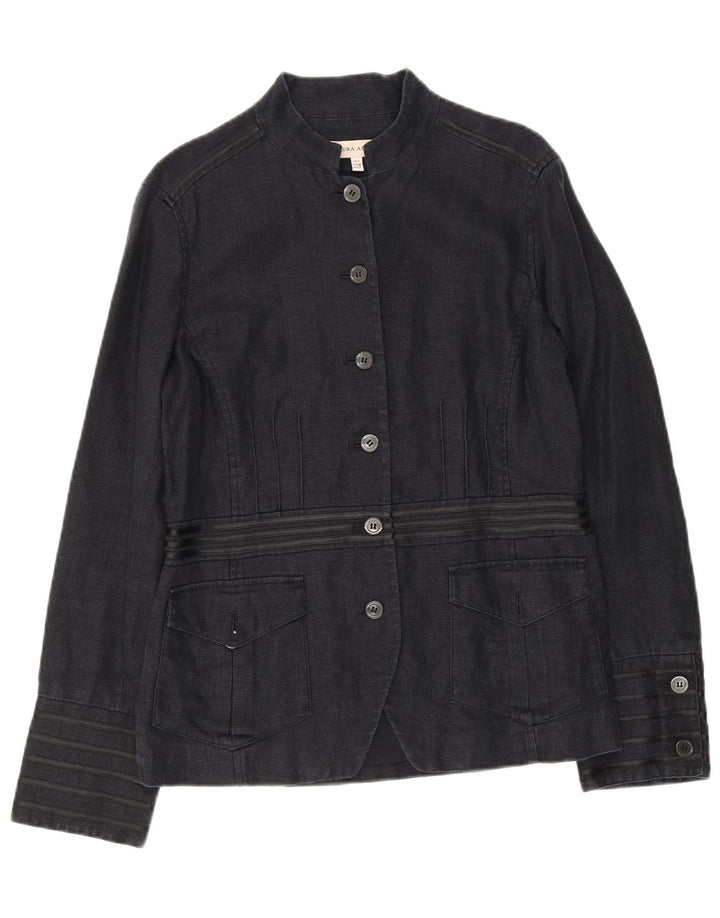 Giacca blazer militare a 6 bottoni da donna Laura Ashley UK 12 medio blu navy