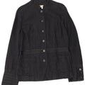 Giacca blazer militare a 6 bottoni da donna Laura Ashley UK 12 medio blu navy