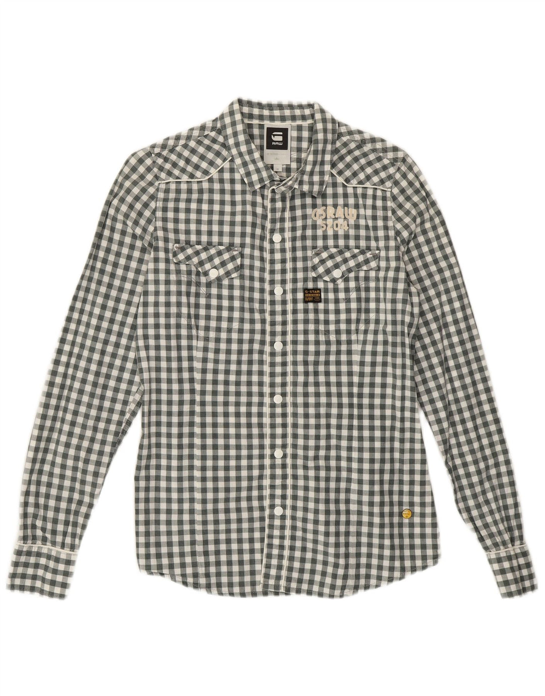 Camicia grafica per ragazzi G-STAR 14-15 anni in cotone a quadretti grigio medio
