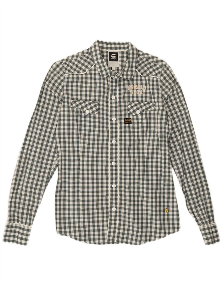 Camicia grafica per ragazzi G-STAR 14-15 anni in cotone a quadretti grigio medio