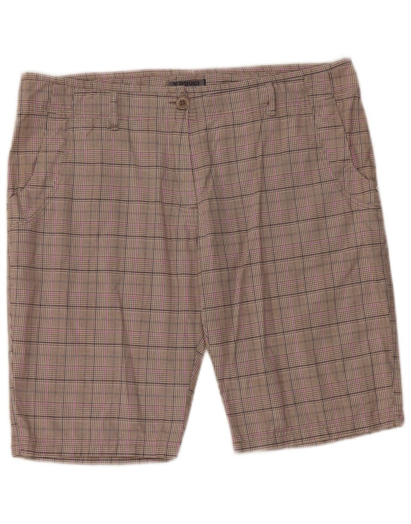 Pantaloncini chino da donna Brugi UK 14 grandi W36 cotone a quadri grigi