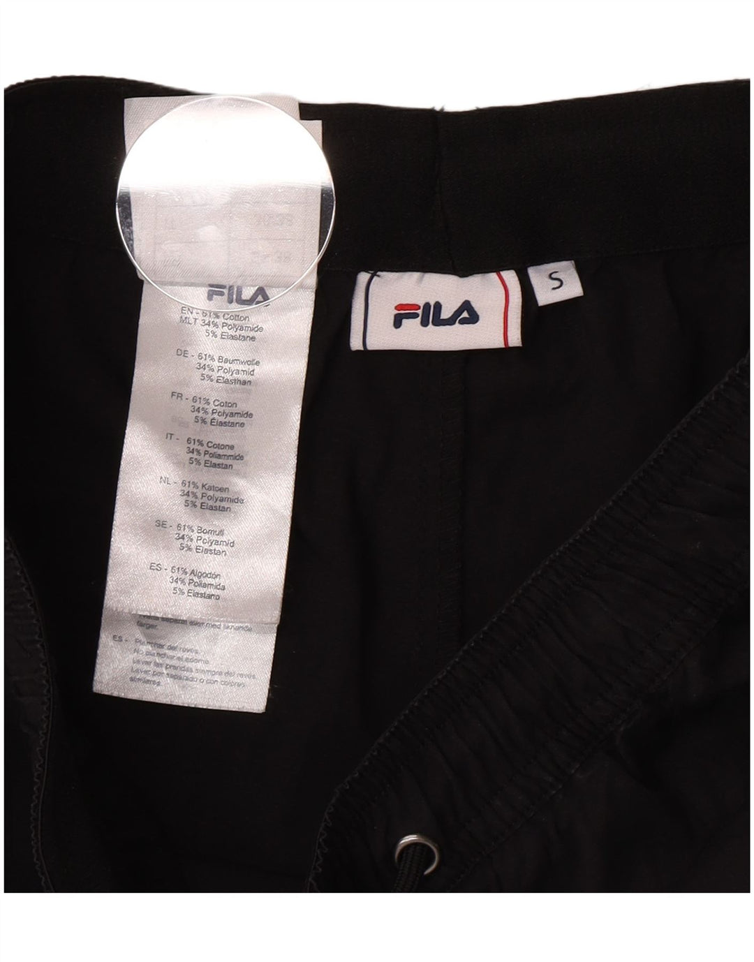 Pantaloni cargo da jogging Fila da uomo piccoli W28 L30 cotone nero