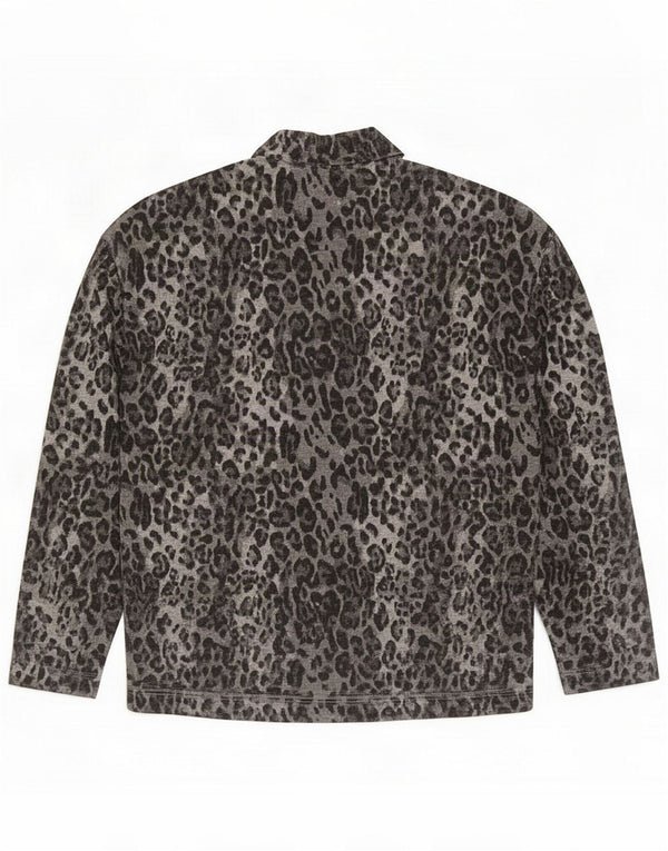 Marks & Spencer Top da donna a maniche lunghe UK 8 Small Grey Animal Print