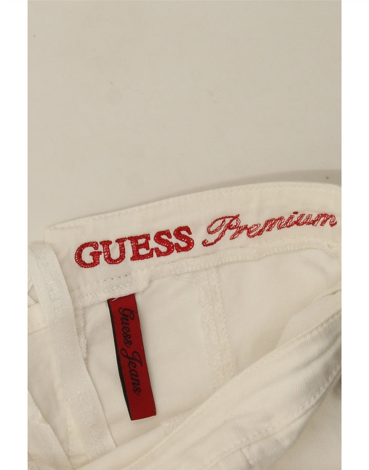 GUESS Tutina corta senza spalline in denim da donna UK 6 XS Bianca