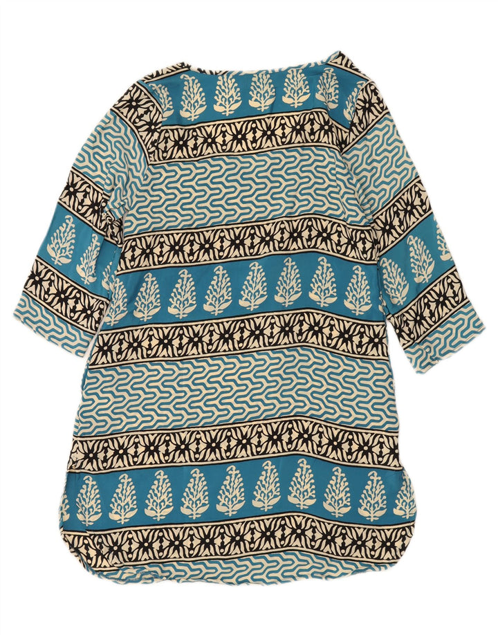 MARILA Womens 3/4 Sleeve Tunic Dress UK 12 Medium Blue Floral Polyester