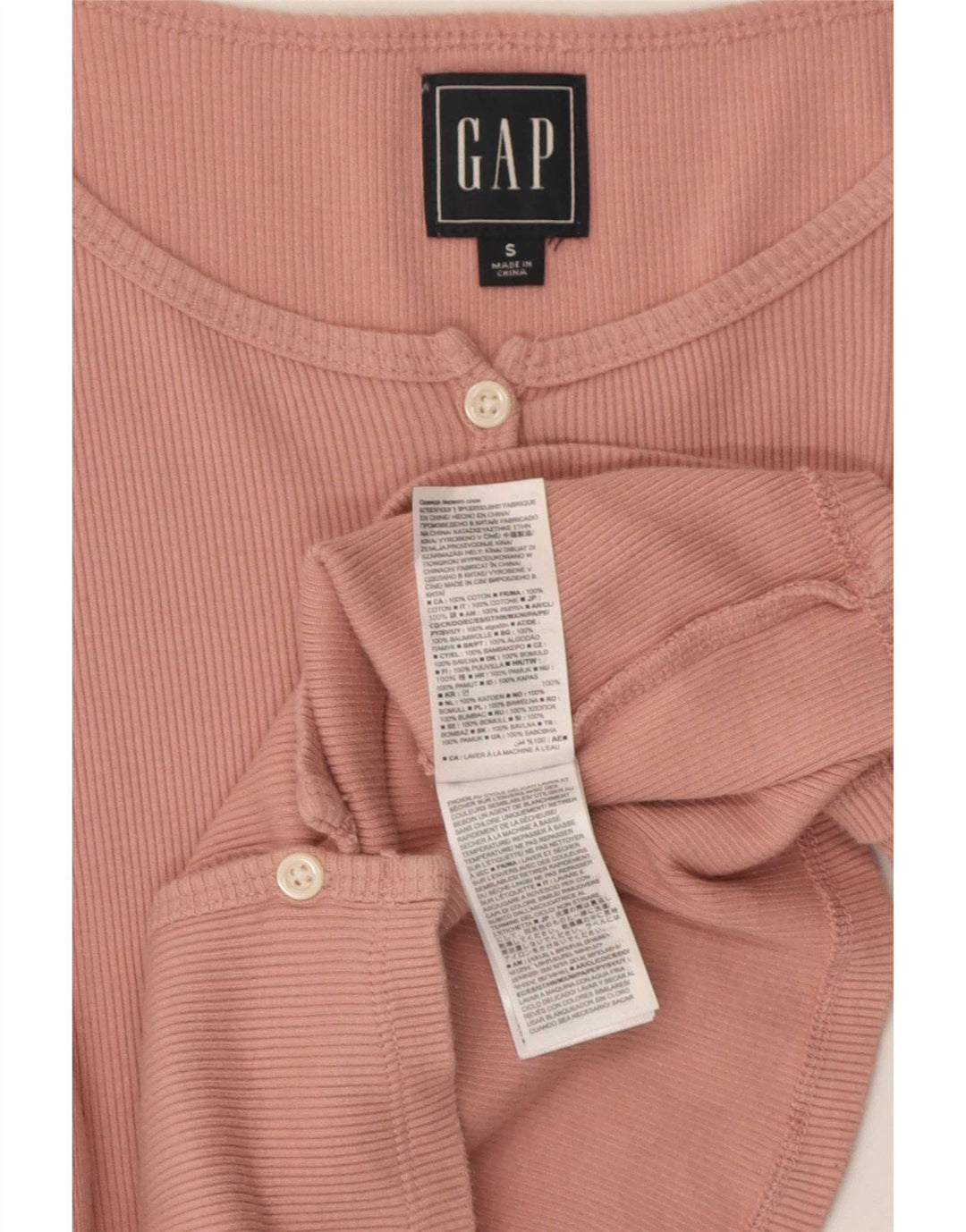 Gap Top corto da donna a maniche lunghe UK 8 piccolo cotone rosa