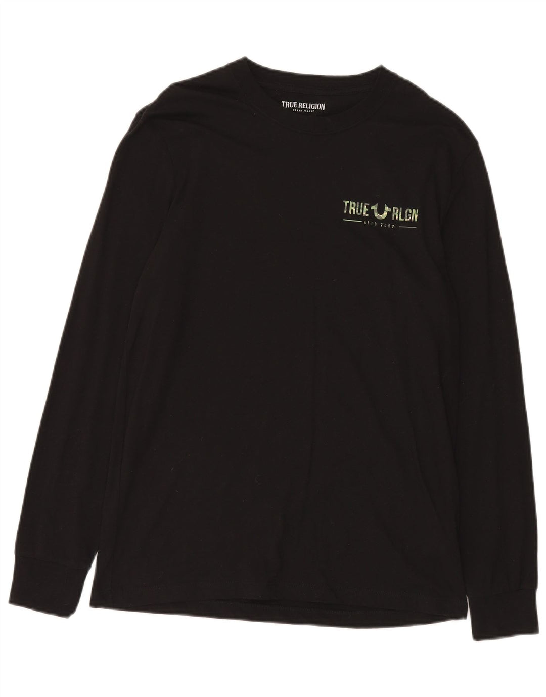 True Religion Top grafico da uomo a maniche lunghe piccolo in cotone nero