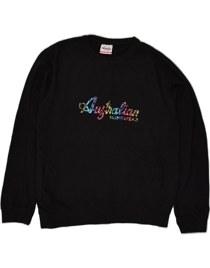 AUSTRALIAN L'ALPINA Womens Graphic Sweatshirt Jumper UK 14 Medium Black Vintage AUSTRALIAN L'ALPINA and Second-Hand AUSTRALIAN L'ALPINA from Messina Hembry 