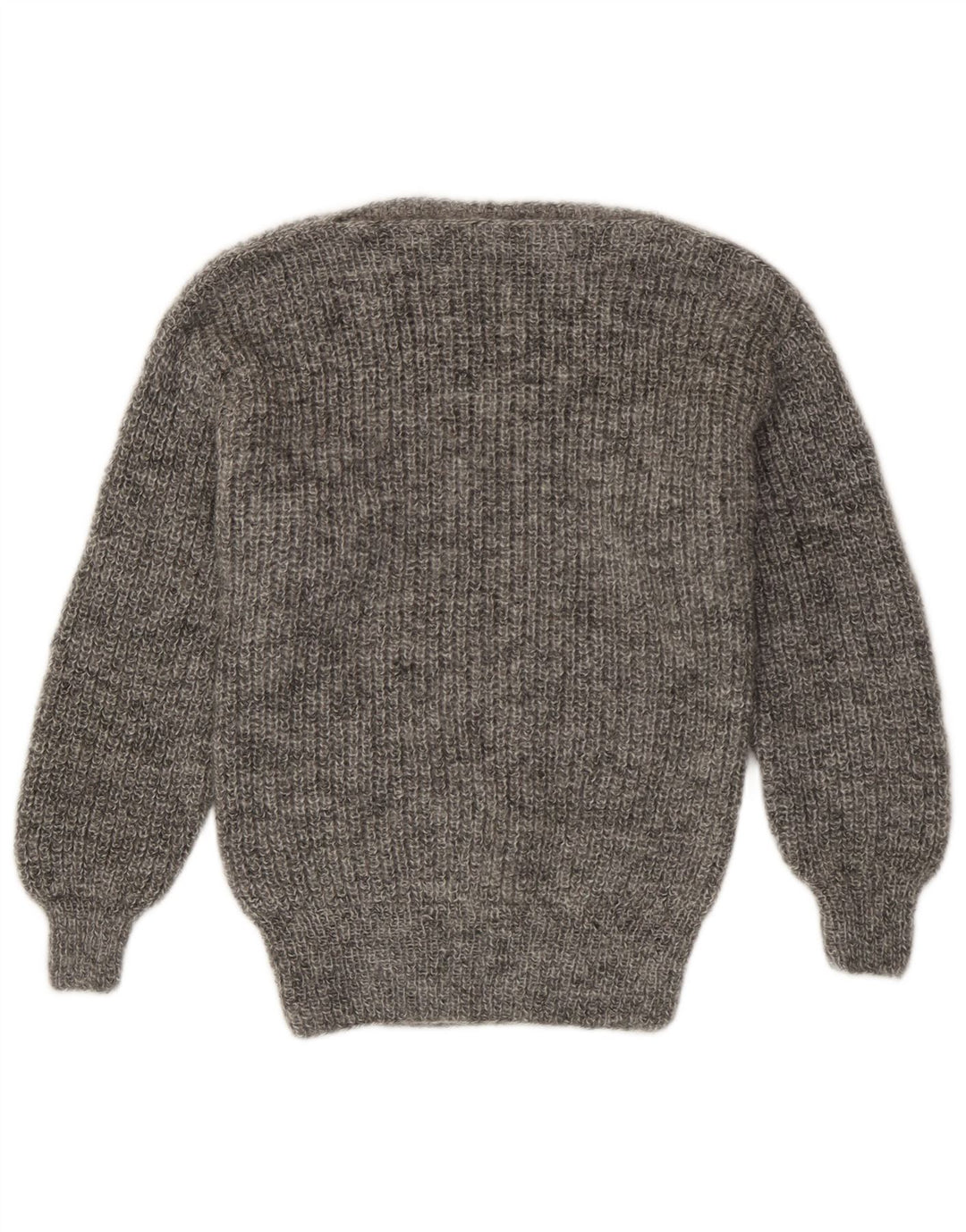 Maglione maglione vintage da donna con scollo a barca UK 12 Grigio medio chiazzato