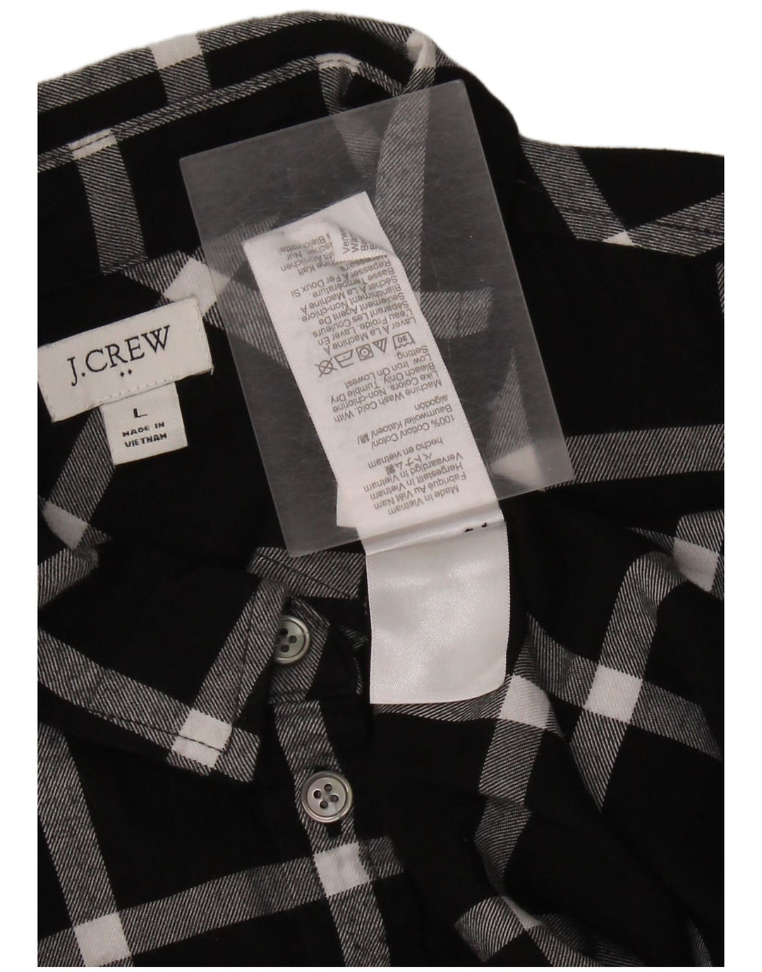 J. CREW Camicia in flanella da donna UK 16 Grande cotone a quadri neri