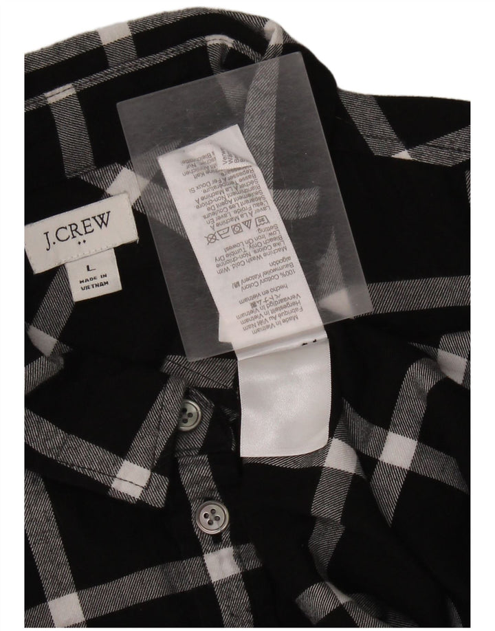 J. CREW Camicia in flanella da donna UK 16 Grande cotone a quadri neri