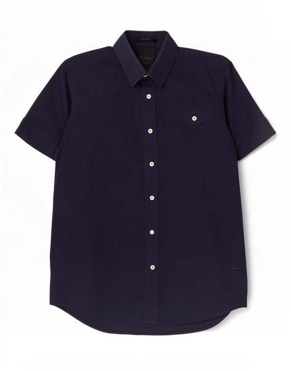 Camicia a maniche corte da uomo G-Star in cotone blu navy medio