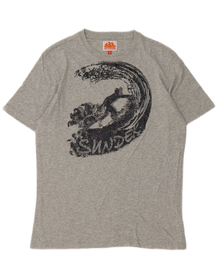 T-shirt grafica da uomo Sundek Top in cotone chiazzato grigio medio