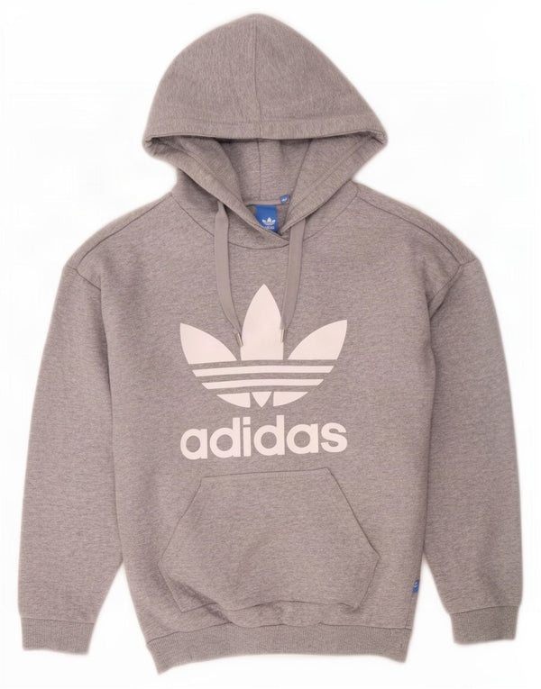 Felpa con cappuccio oversize grafica da donna Adidas UK 4 XS cotone grigio