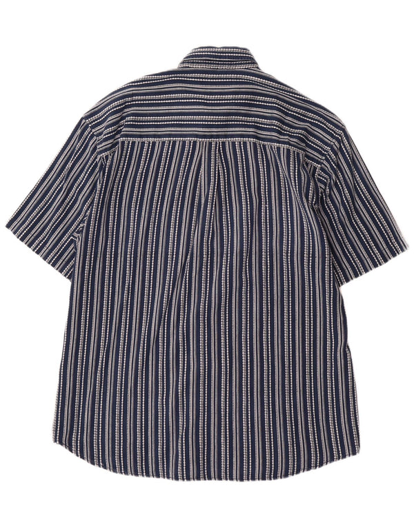 Camicia a maniche corte da uomo VINTAGE Steve XL in cotone a righe blu navy