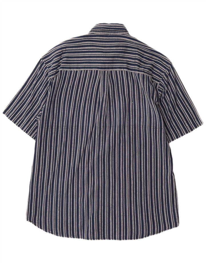 Camicia a maniche corte da uomo VINTAGE Steve XL in cotone a righe blu navy